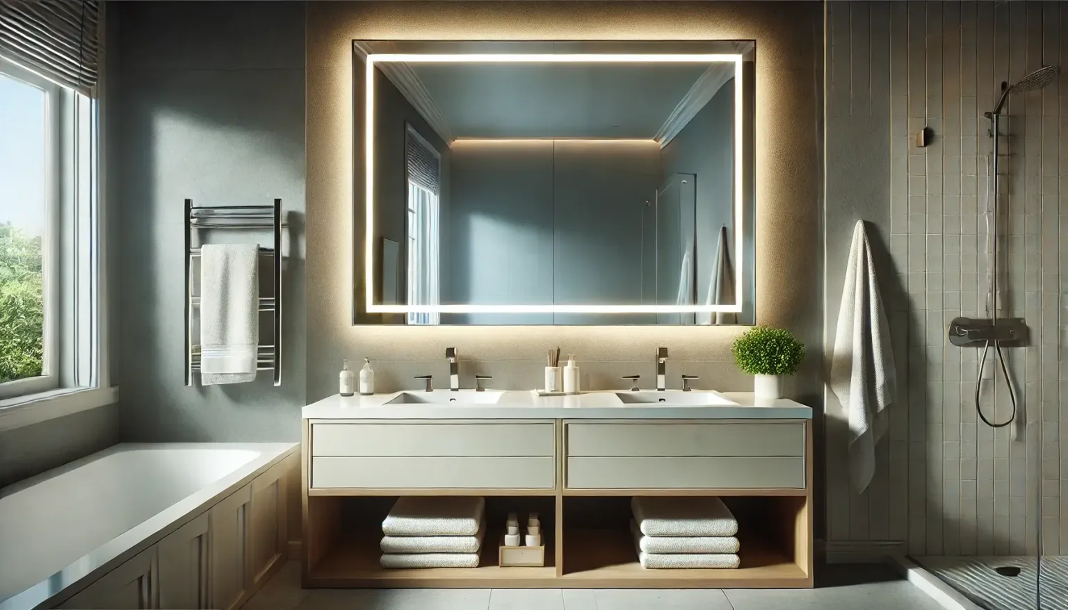 Enhance Your Bathroom with the Amorho 60''x36'' LED Vanity Mirror A Modern, Dimmable, Anti-Fog, Shatter-Proof Upgrade